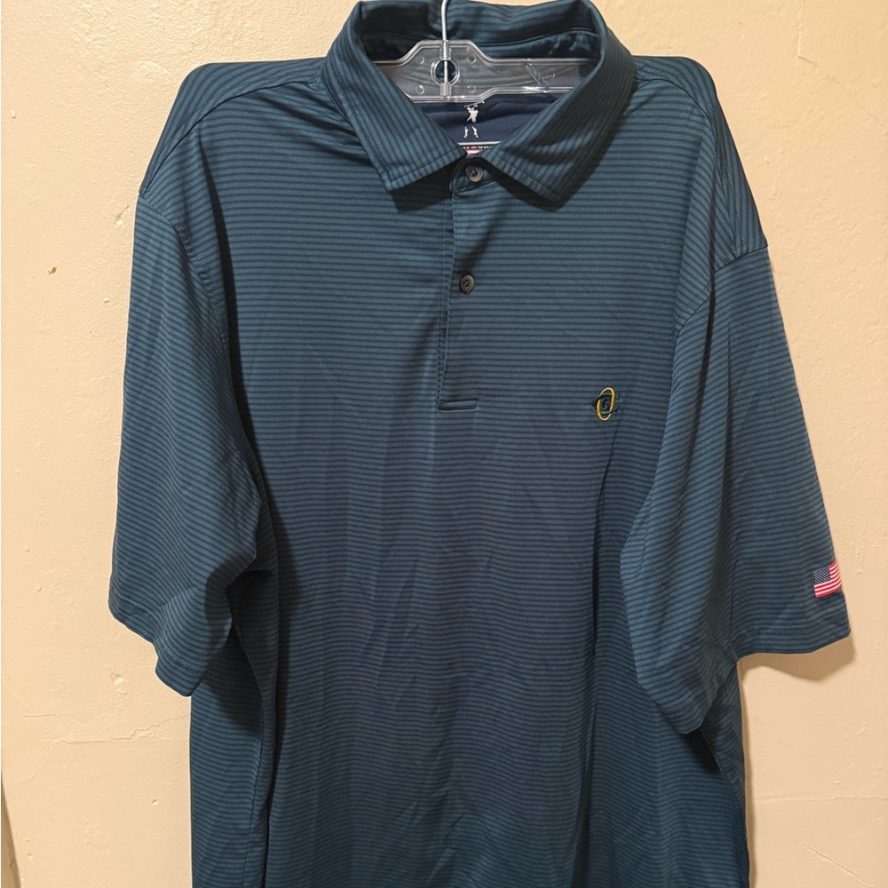 New Fairway & Greene Teal Striped Polo Shirt